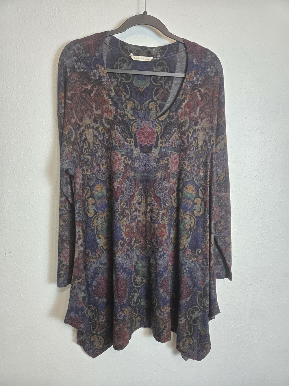 Vintage-Inspired Multicolor Paisley V-Neck Women's Top Soft Surroundings
